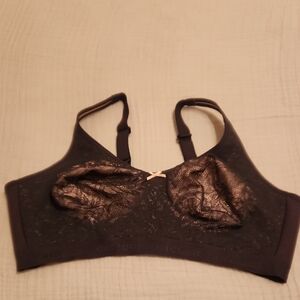 Cacique Black Lace Bra with Gold Accents